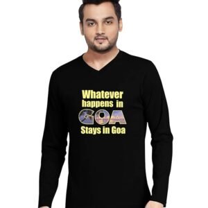 Men's Regular Fit Fitness Cotton Graphic Printed V Neck Full Sleeves T Shirt. Pootlu, Gym, Exercise, Workout Tshirts