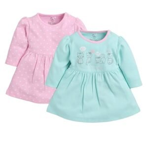 BABY GO Full Sleeve Regular Round Neck A Line Frocks for Baby Girls