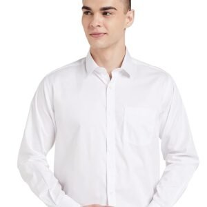 Amazon Brand - Symbol Men's Solid Cotton Formal Shirt | Plain | Full Sleeve - Regular Fit
