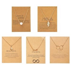 Shining Diva Fashion 5 Pcs Combo Latest Stylish Infinity Butterfly Pearl Necklace Jewellery Set for Women Pendant Necklace Gifts for Girls